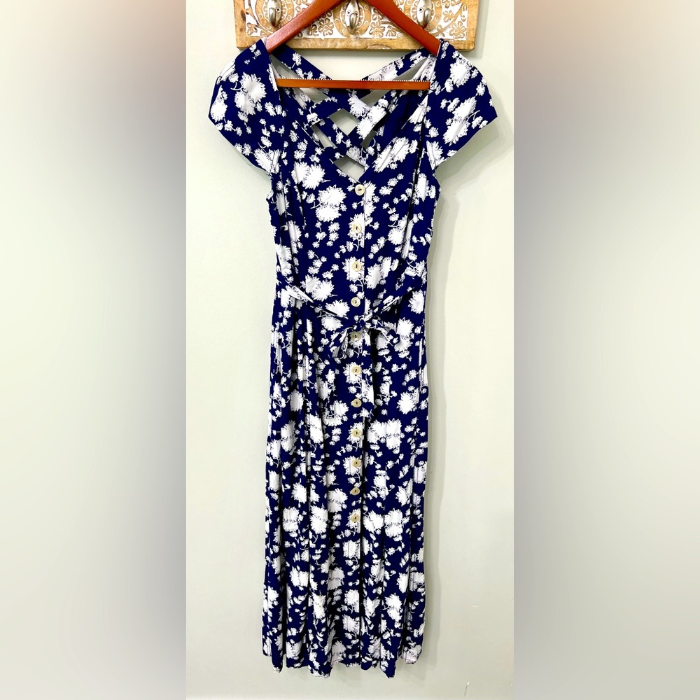 Maeve by Anthropologie Dress Sz 4 Blue and White with pockets